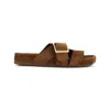 Loewe Brown Calf Suede Sandals With Bold Buckle Detail