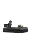 Loewe Women Pebble Sandals With Soft Calfskin Fussbett Sole In Black