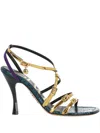 Loewe New Comic Mirrored And Snake-effect Leather Sandals In Multi