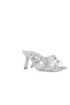 Loewe Petal Leather Mules Metallic Finish In Silver