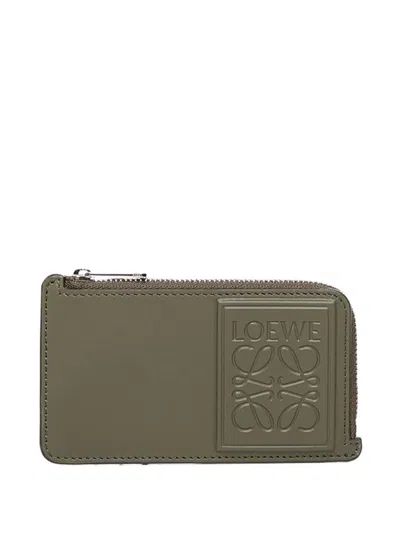 Loewe Satin Calfskin Cardholder In Green