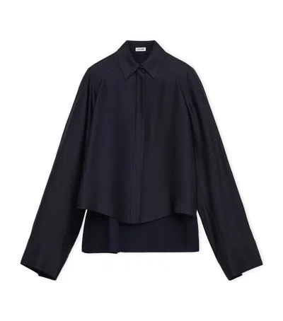 Loewe Satin Cape Shirt In Blue