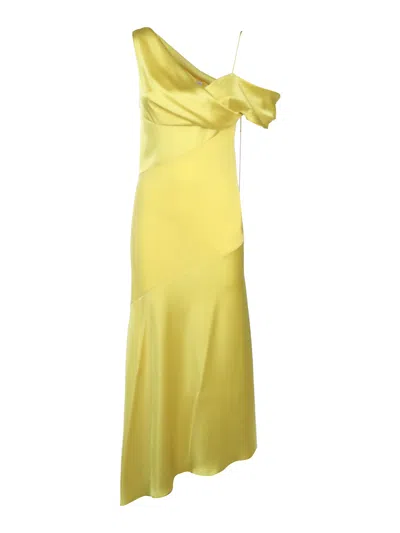Loewe Satin Long One Off The Shoulder Dress