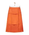 Loewe Satin Medium-length Skirt In Orange