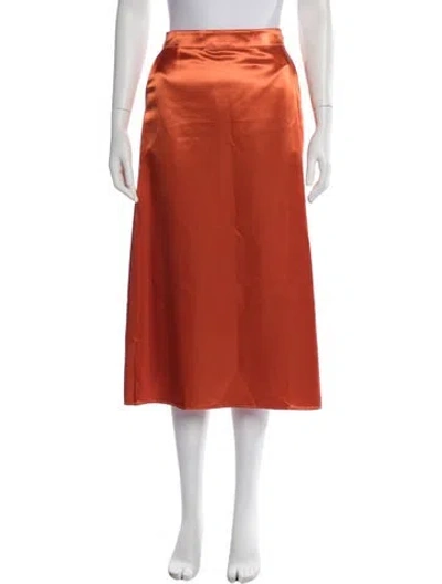 Pre-owned Loewe Satin Midi Length Skirt In Orange