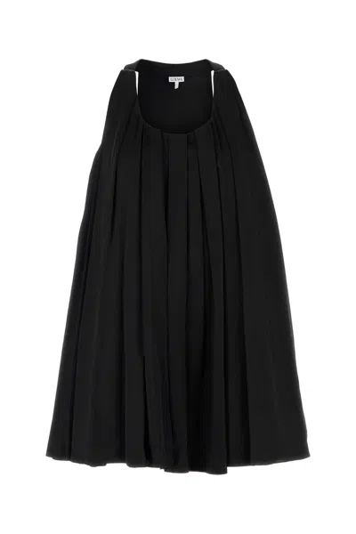 Loewe Satin Mini Dress In Black