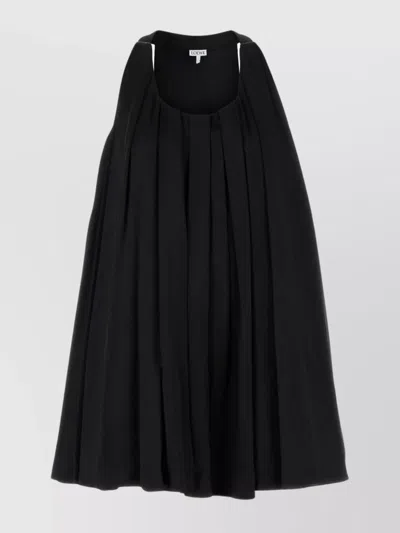 LOEWE SATIN MINI DRESS SLEEVELESS HALTER NECK PLEATED