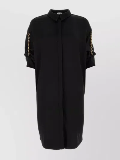 Loewe Black Satin Shirt Dress