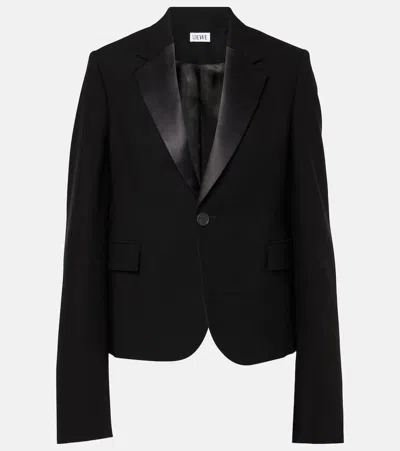 Loewe Satin-trimmed Wool Blazer In Black
