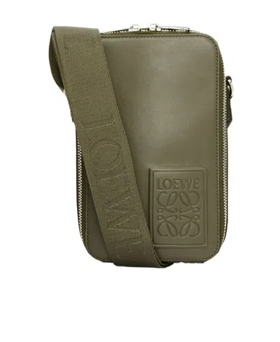 Loewe Satin Vertical Shoulder Bag In Green