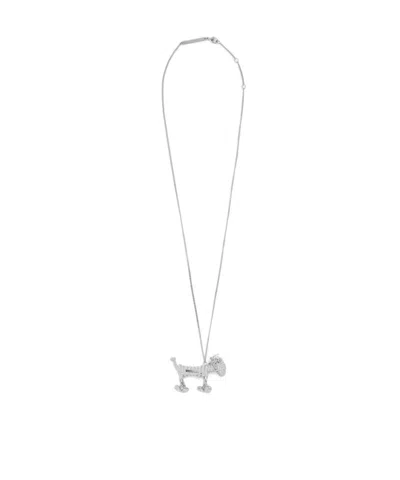 Loewe Sausage Dog Necklace In Silver