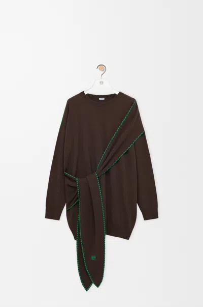 Loewe Scarf Dress In Wool Size:m For Woman In Brown