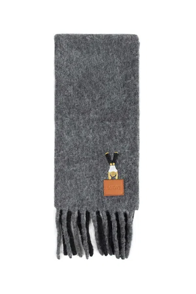Loewe Scarf In Alpaca And Wool Blend In Gray