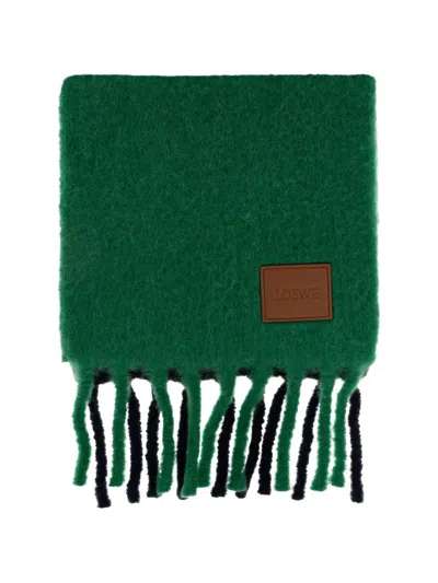 Loewe Scarf In Alpaca And Wool In Green