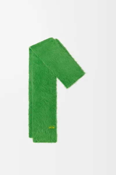 Loewe Logo-embroidered Brushed Alpaca-blend Scarf In Green