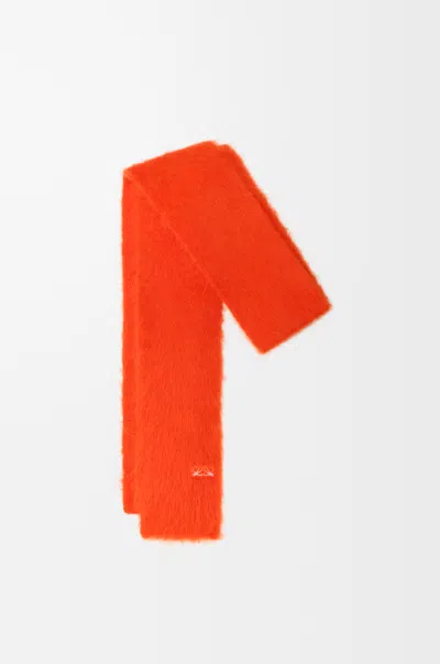 Loewe Logo-embroidered Brushed Alpaca-blend Scarf In Orange