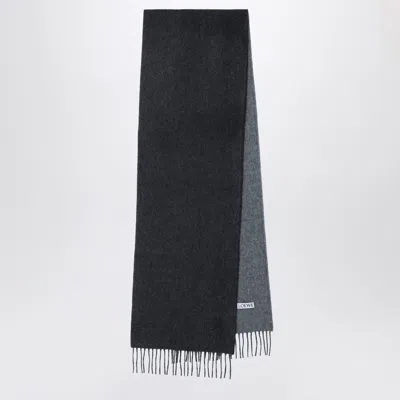 Loewe Scarf In Black/grey Wool And Cashmere
