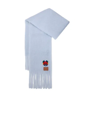 Loewe Scarf In Mohair And Wool Blend In Blue