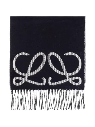 Loewe Scarf In Silk And Cashmere In Black