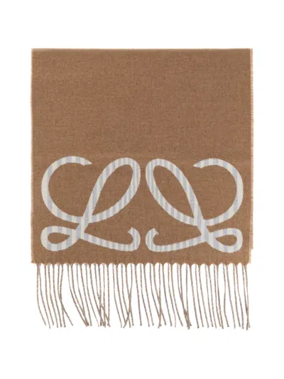 Loewe Scarf In Silk And Cashmere In Brown