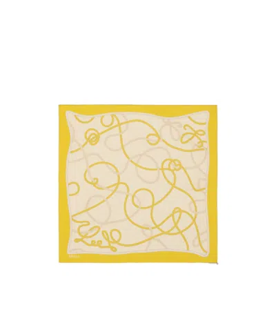 Loewe Scarf In Silk In Beige/yellow