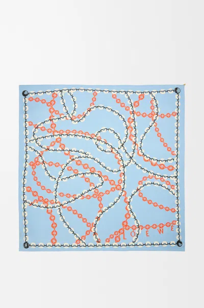 Loewe Scarf In Silk For Woman In Blue
