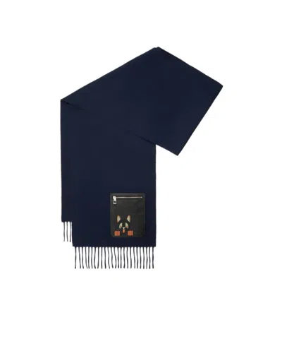Loewe Scarf In Wool And Cashmere In Blue