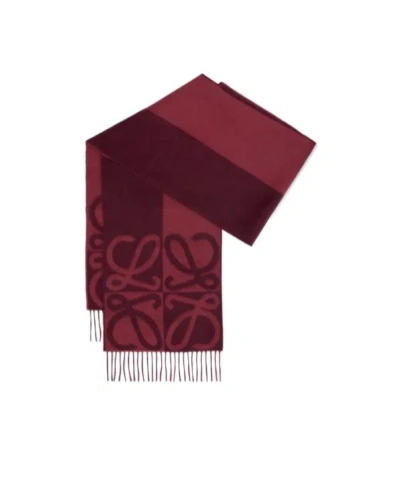 Loewe Scarf In Wool And Cashmere In Burgundy