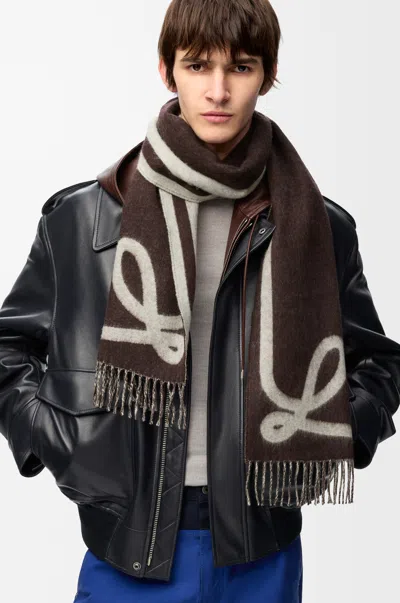 Loewe Scarf In Wool And Cashmere For Woman In Animal Print
