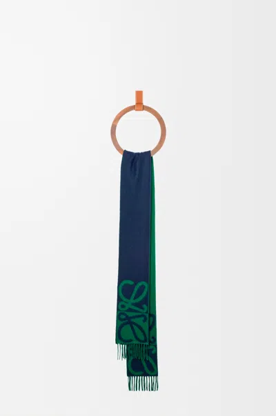 Loewe Scarf In Wool And Cashmere For Woman In Blue