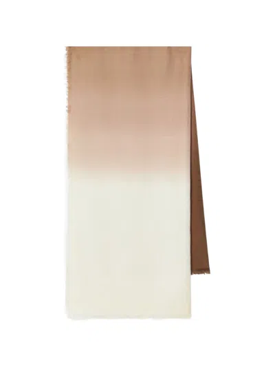 Loewe Beige Wool And Silk Jacquard Scarf With Fringe