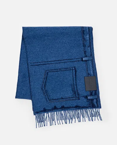 Loewe Scarf Made Of A Double-faced Wool And Cashmere Blend. In Blue