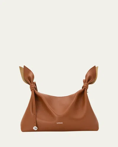 Loewe Scarf Medium Knotted Leather Shoulder Bag In Brown