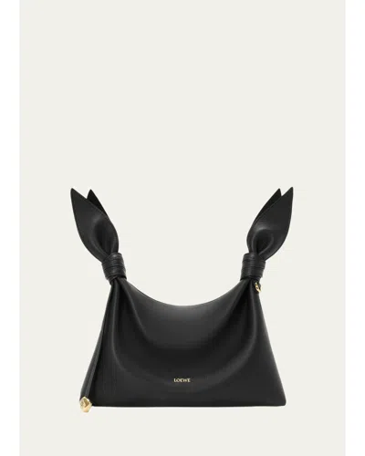 Loewe Scarf Mini Knotted Leather Shoulder Bag In Black