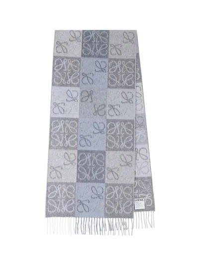 Loewe Scarf Pattern "anagram" In Blue