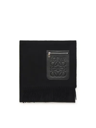 Loewe Scarf Wool And Cashmere In Black
