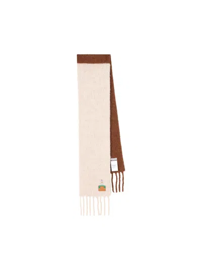 Loewe Embroidered Two-tone Scarf In Brown