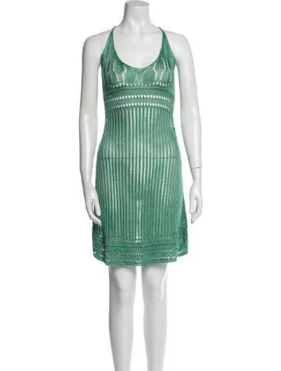 Pre-owned Loewe Scoop Neck Knee-length Dress In Green
