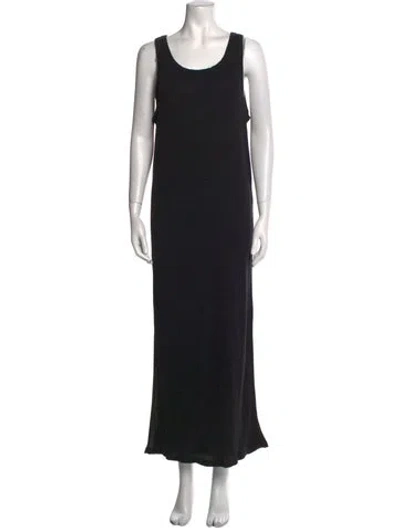 Pre-owned Loewe Scoop Neck Long Dress In Black