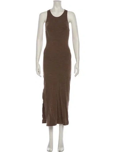 Pre-owned Loewe Scoop Neck Long Dress In Brown