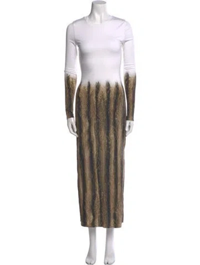 Pre-owned Loewe Scoop Neck Long Dress In Neutral