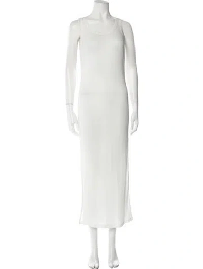 Pre-owned Loewe Scoop Neck Long Dress In White