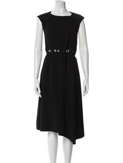 Pre-owned Loewe Scoop Neck Midi Length Dress In Black