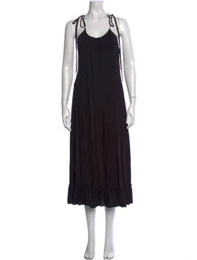 Pre-owned Loewe Scoop Neck Midi Length Dress In Black