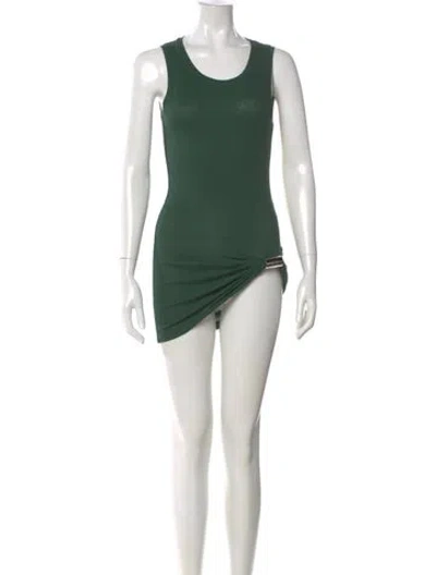 Pre-owned Loewe Scoop Neck Mini Dress In Green