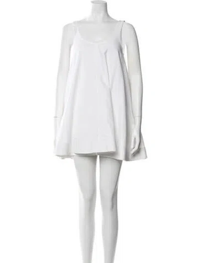 Pre-owned Loewe Scoop Neck Mini Dress In White