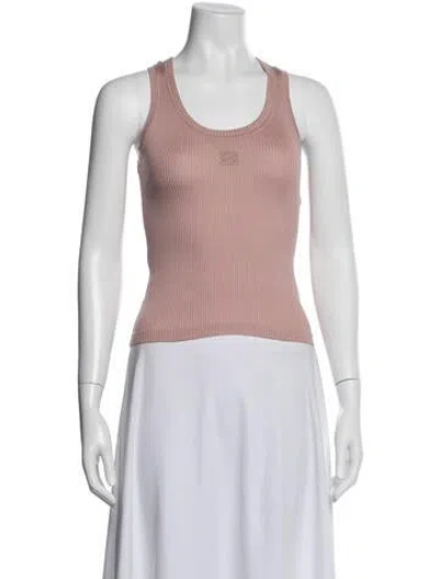 Pre-owned Loewe Scoop Neck Sleeveless Top In White