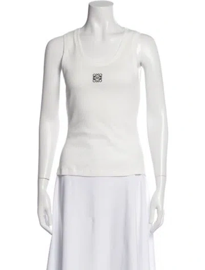 Pre-owned Loewe Scoop Neck Sleeveless Top In White