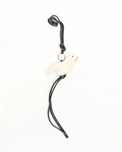 Loewe Seal Charm In Felt And Calfskin In White