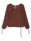 Loewe Cotton And Silk Blend Blouse In Brown